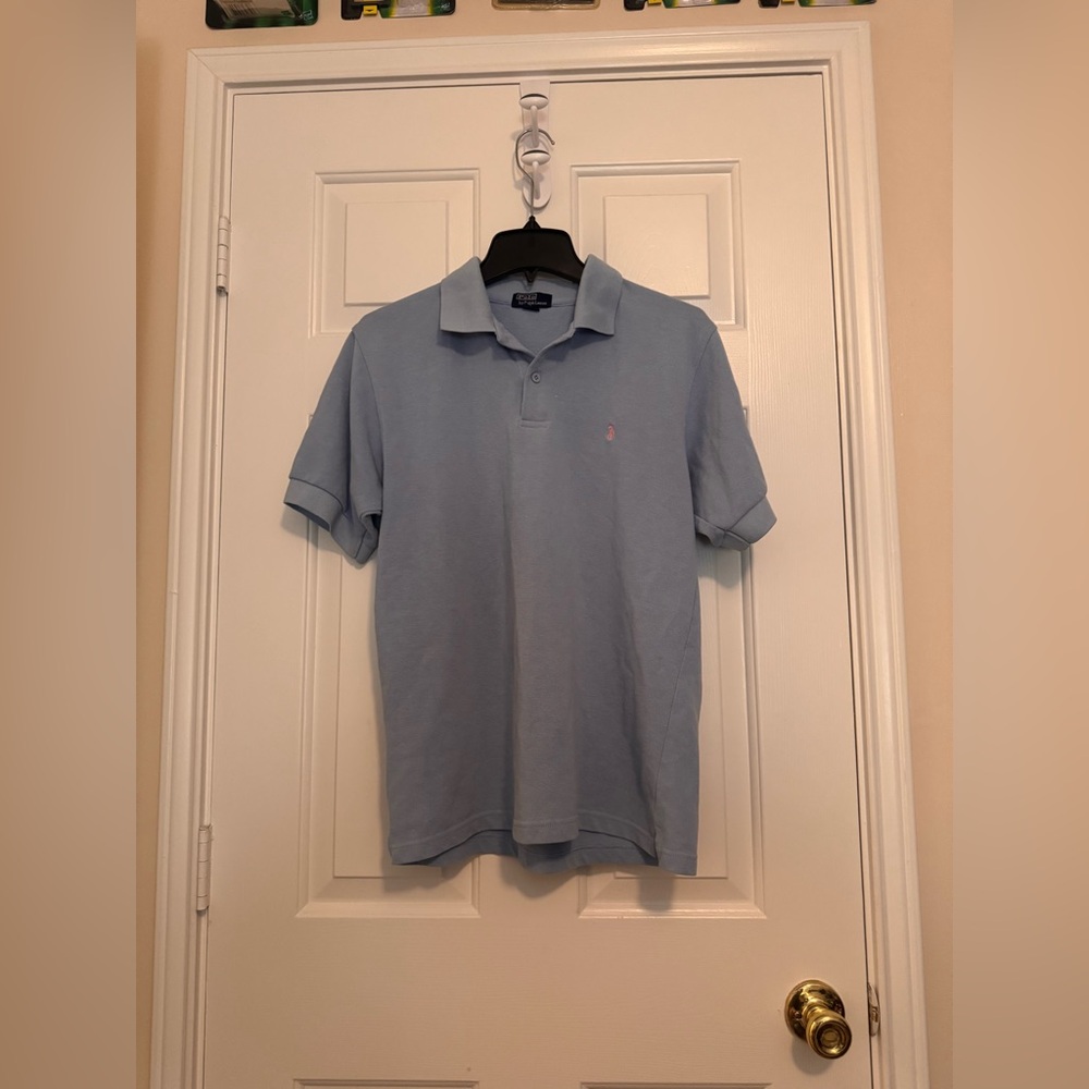 Ralph Lauren Polo Shirt-Size M-Blue w/pink logo